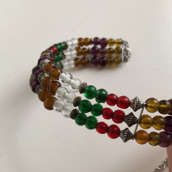 Adjustable Triple Layer Multi-Color Beaded Choker - Picture 1 of 9